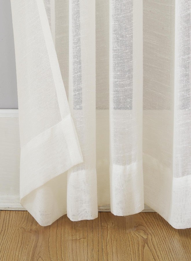 Archaeo Slub Textured Linen Blend Grommet Top Curtain, 52" x 84", Ivory - Image 5